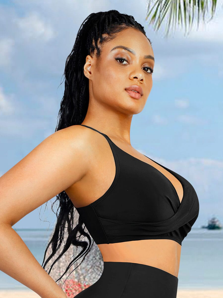 Body Shaper One Piece Swimsuit Top Cross Front