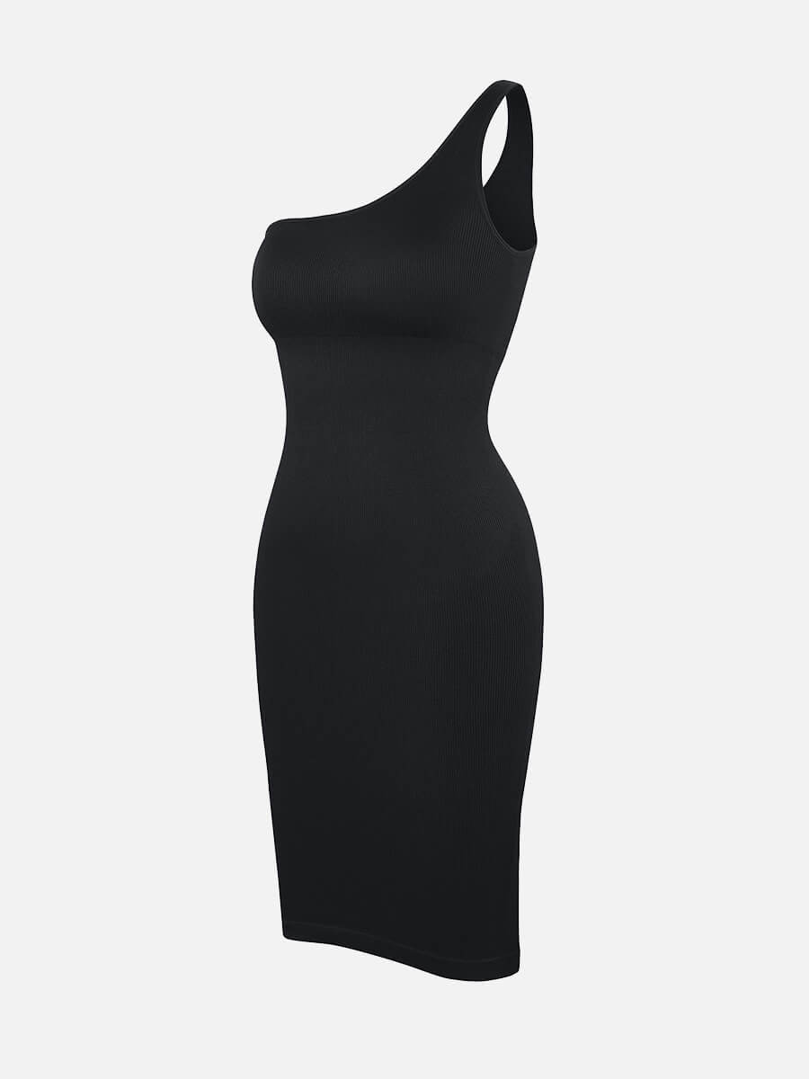 🌿Seamless Eco-friendly One-shoulder Slanted Neck Waist Trimming Shaper Dress