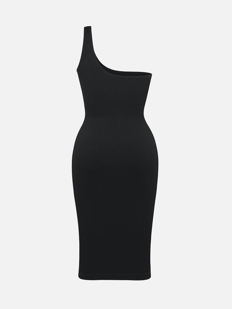 🌿Seamless Eco-friendly One-shoulder Slanted Neck Waist Trimming Shaper Dress