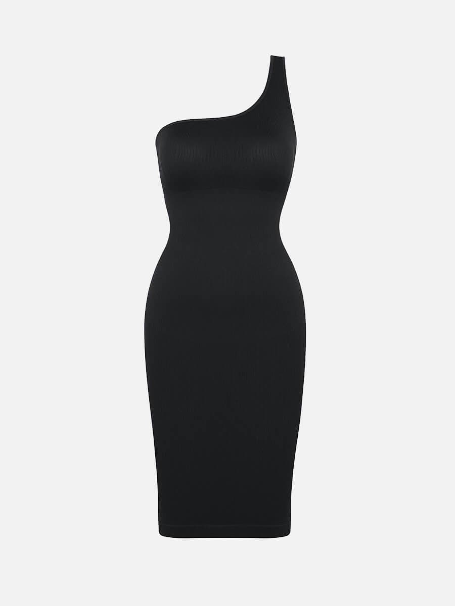 🌿Seamless Eco-friendly One-shoulder Slanted Neck Waist Trimming Shaper Dress