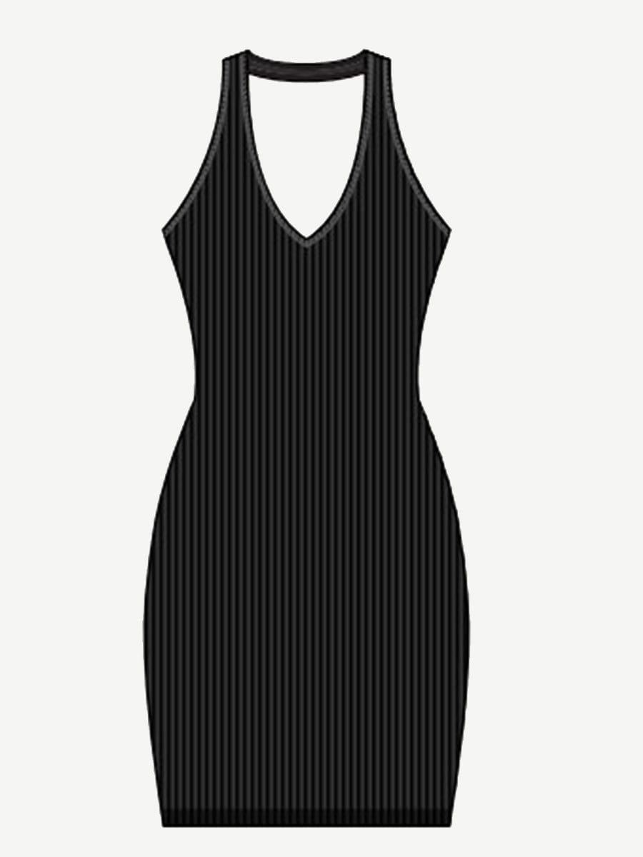 🌿 Eco-friendly Seamless Halter Neck Deep U Outer Wear Shaping Dress