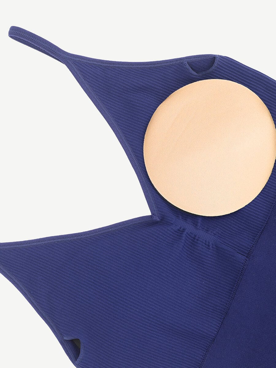 2 Piece Set Seamless High Stretchy Tummy Control Jumpsuit With Removable cup pads