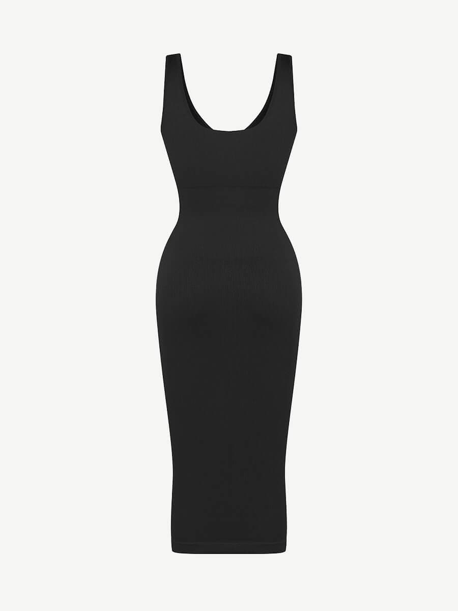 🌿 Eco-friendly Seamless Deep V-neck Waist Trimming Shaping Dress with Removable Pads
