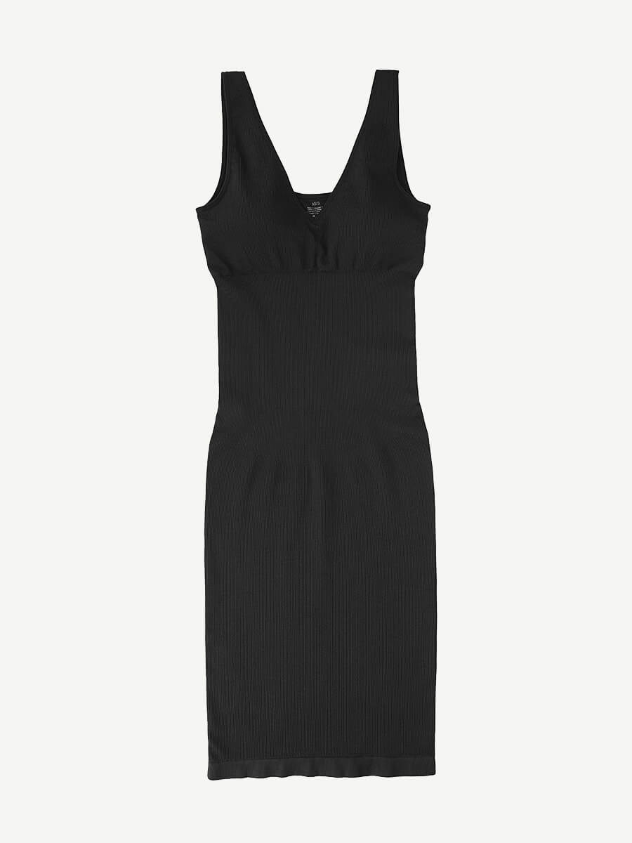 🌿 Eco-friendly Seamless Deep V-neck Waist Trimming Shaping Dress with Removable Pads