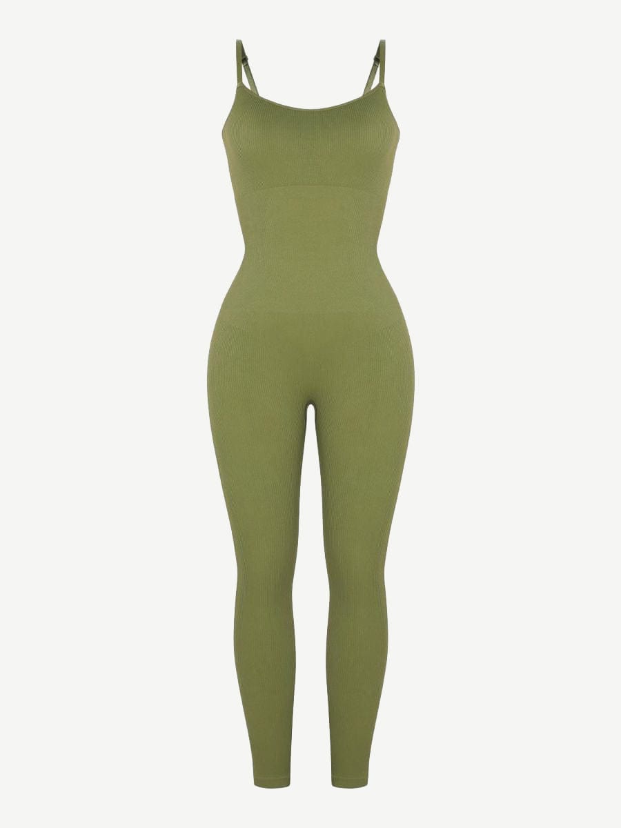 High Stretchy Seamless Sling Tummy Control Jumpsuit Removable cup pads