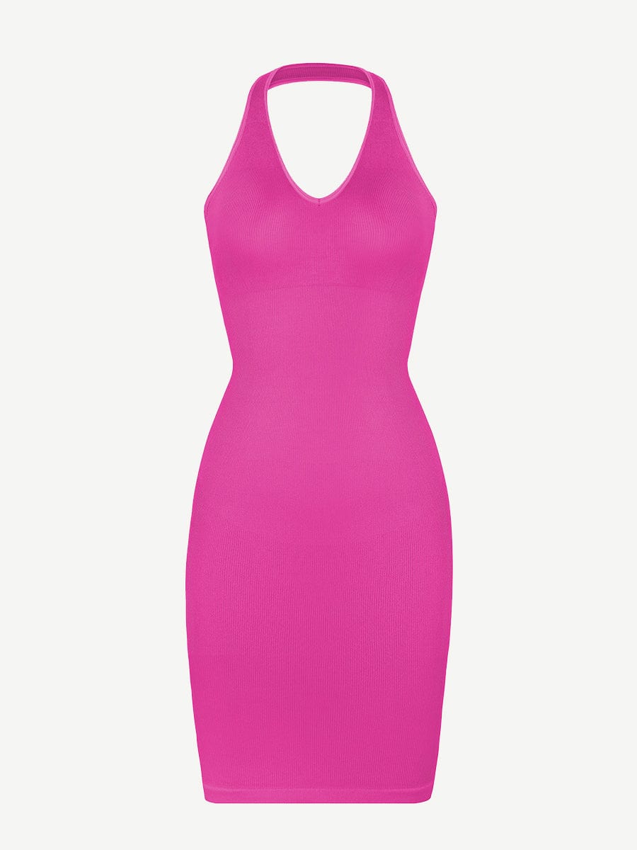 🌿 Eco-friendly Seamless Halter Neck Deep U Outer Wear Shaping Dress