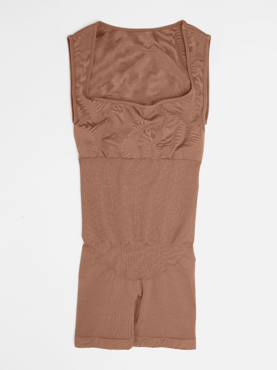 🌿 Eco-friendly Seamless Square Neck Waist and Belly Shaping Jumpsuit