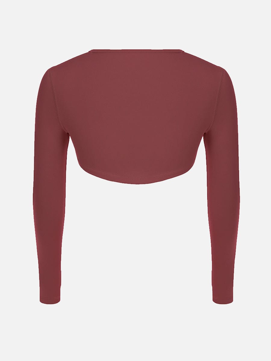 Round Collar Long Sleeve Crop Top For Running (Only Tops)