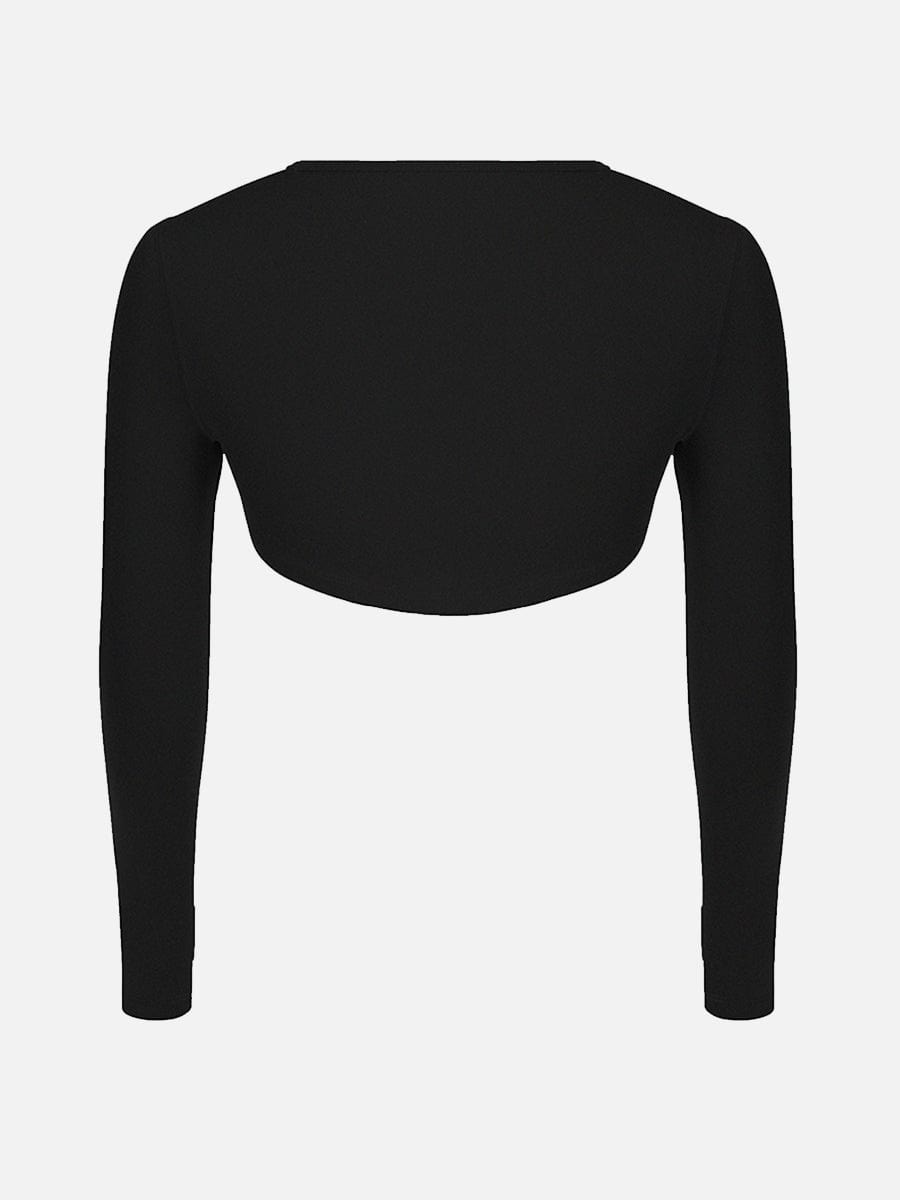 Round Collar Long Sleeve Crop Top For Running (Only Tops)