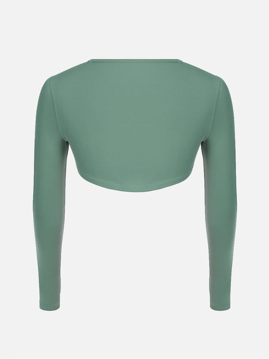Round Collar Long Sleeve Crop Top For Running (Only Tops)