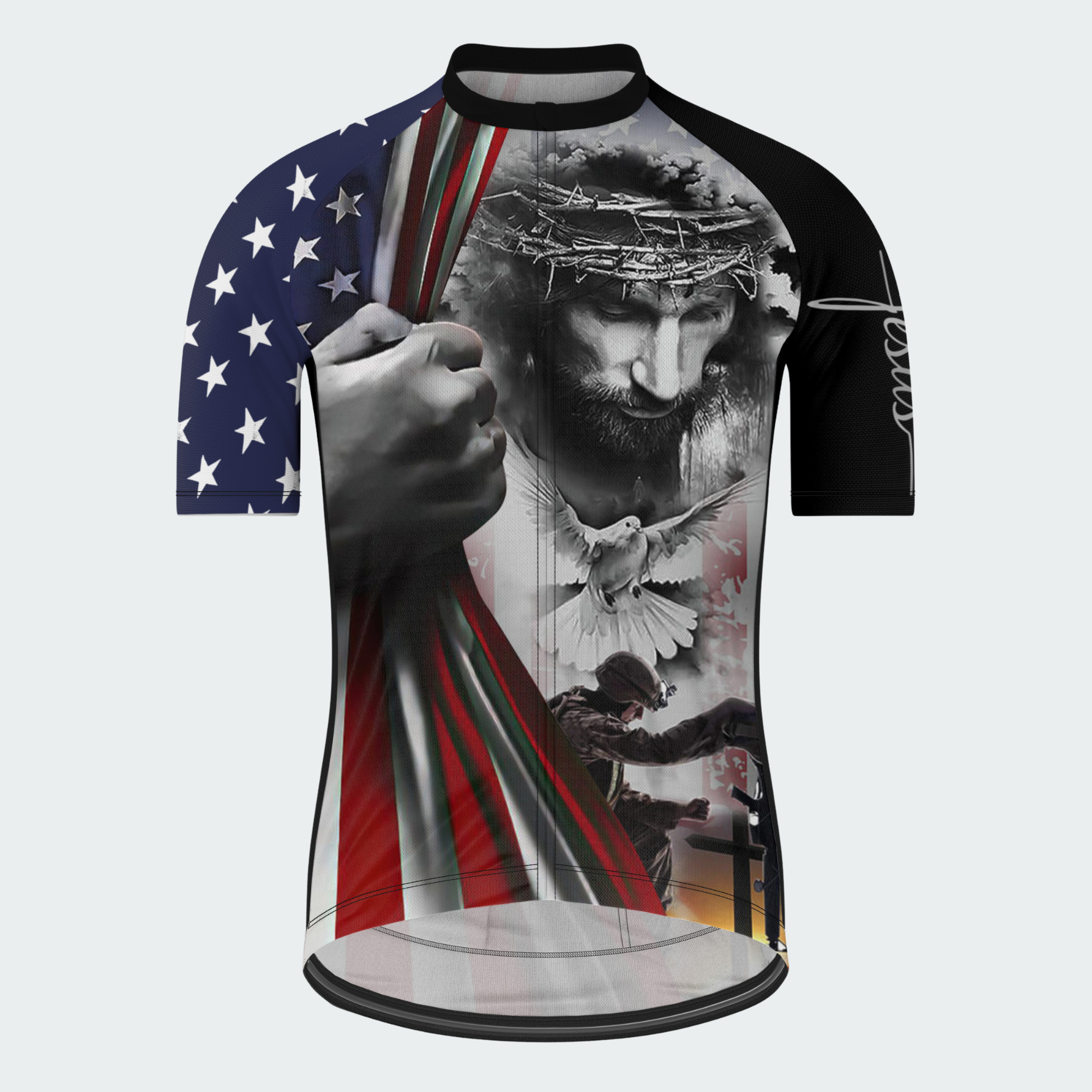 Men’s American Pride Faith Over Fear Christian Patriotic Cycling Jersey