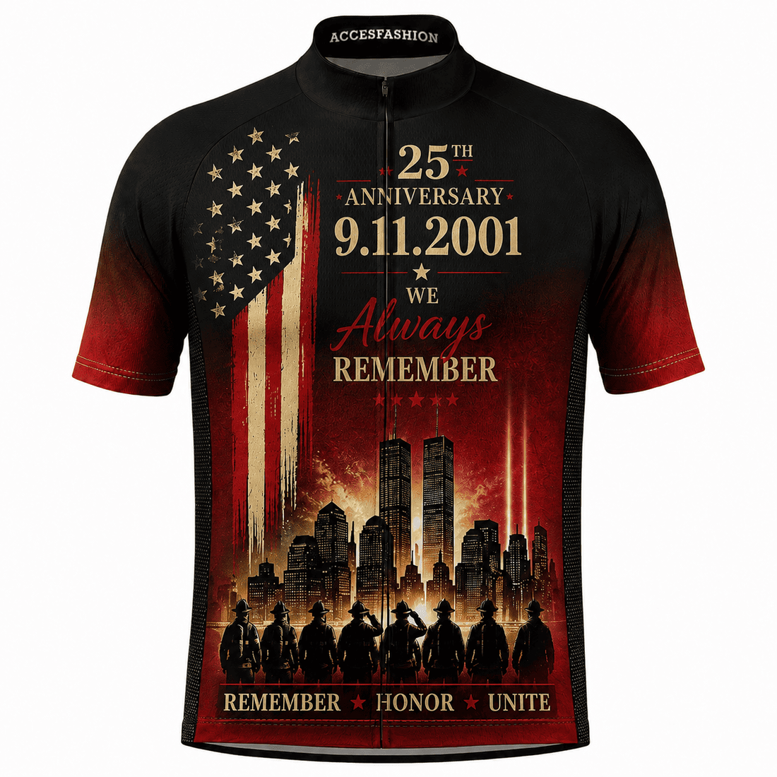 9/11 25th Anniversary memorial cycling kit – We Always Remember design