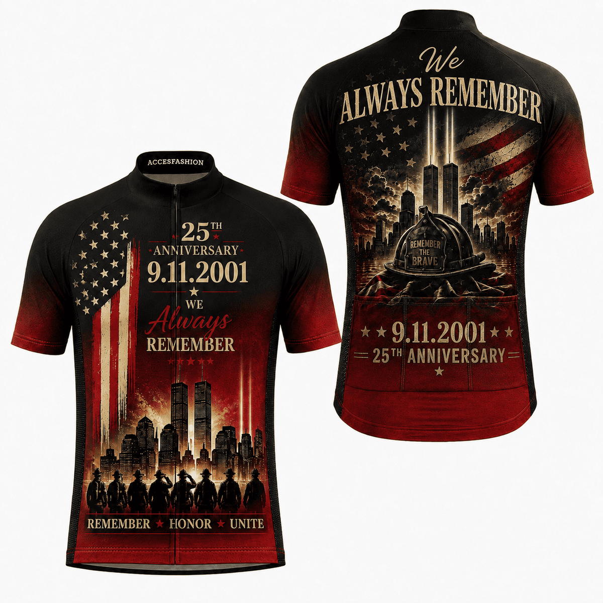 9/11 25th Anniversary memorial cycling kit – We Always Remember design