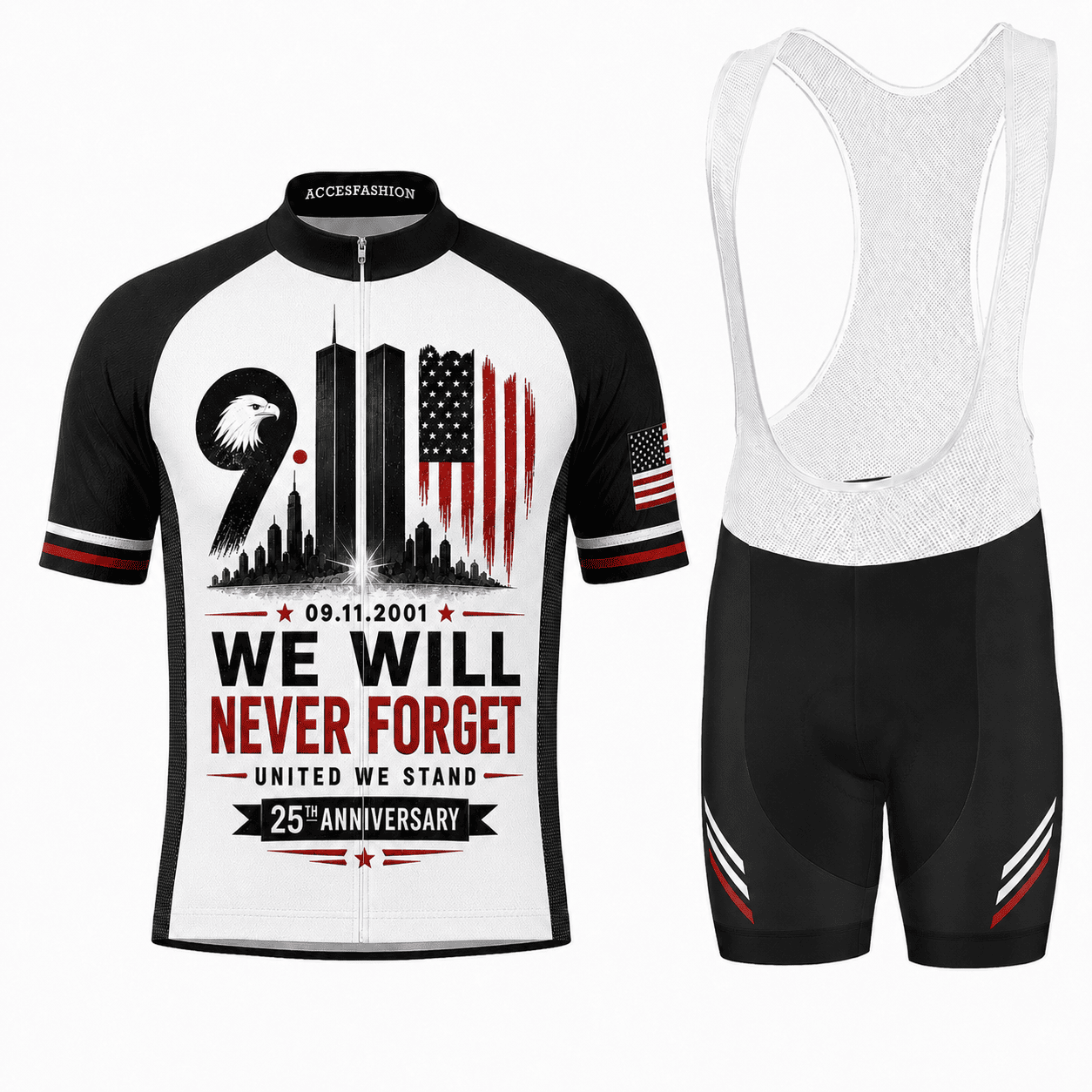 9/11 25th Anniversary We Will Never Forget Cycling Jersey Kit