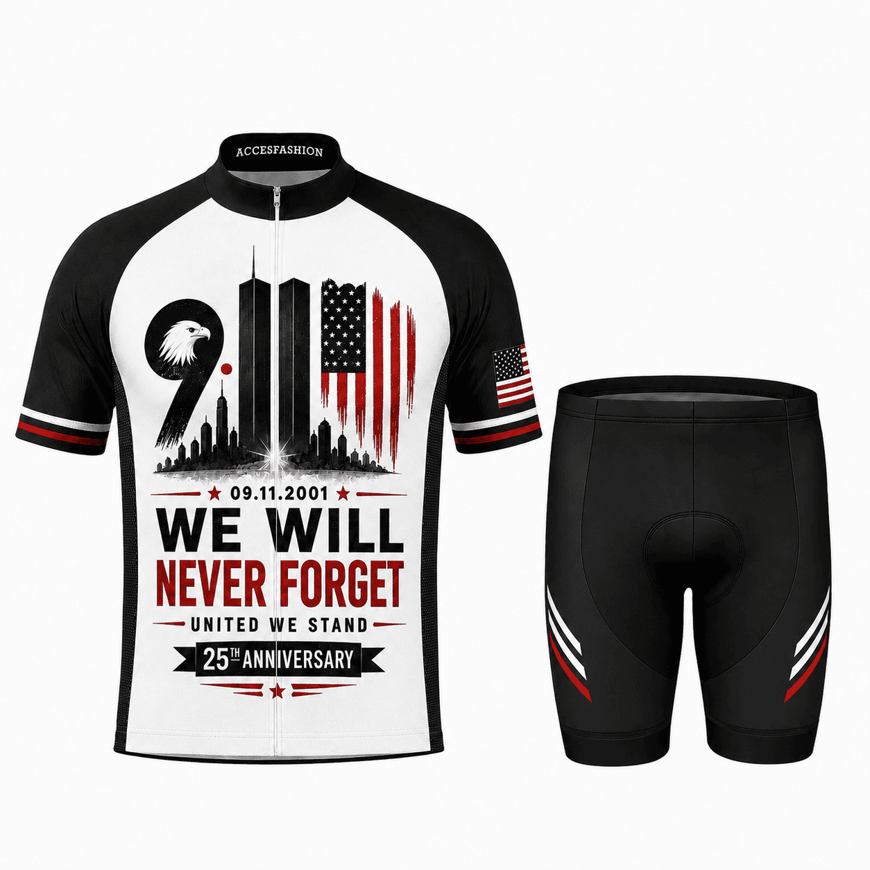 9/11 25th Anniversary We Will Never Forget Cycling Jersey Kit