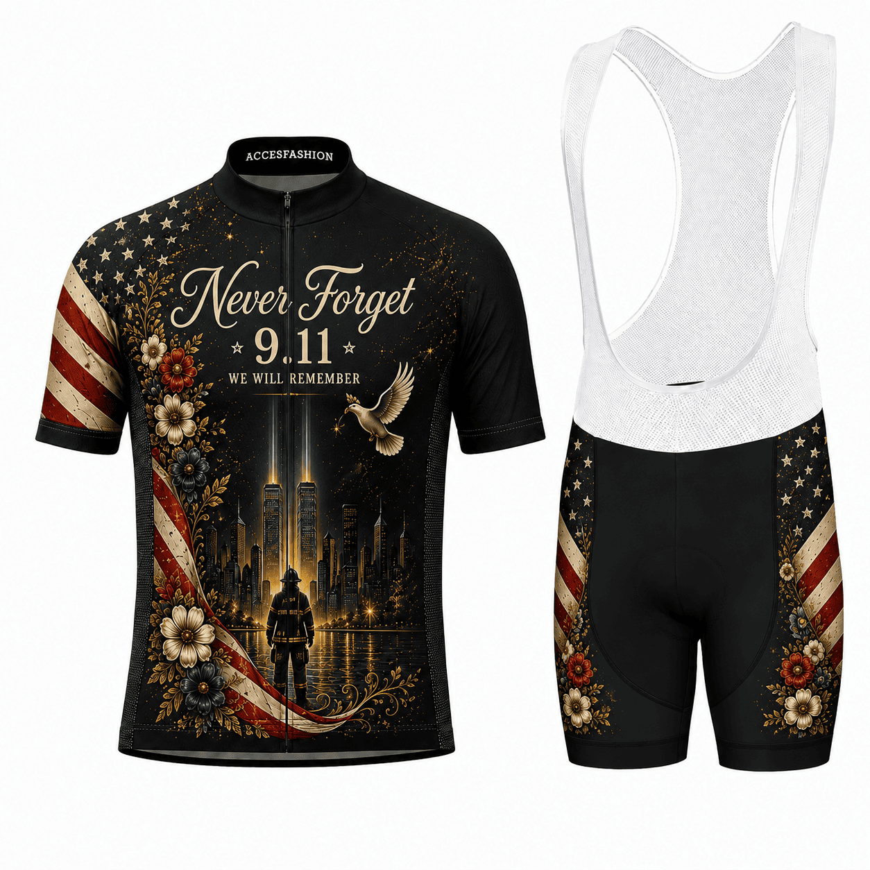 9/11 Never Forget 343 Memorial Cycling Kit – Firefighter Tribute
