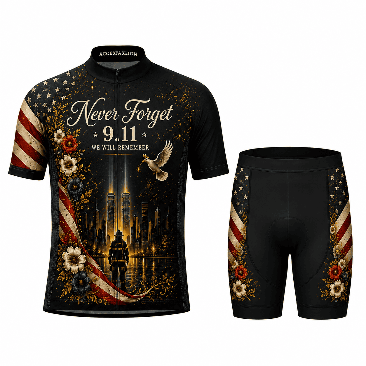9/11 Never Forget 343 Memorial Cycling Kit – Firefighter Tribute