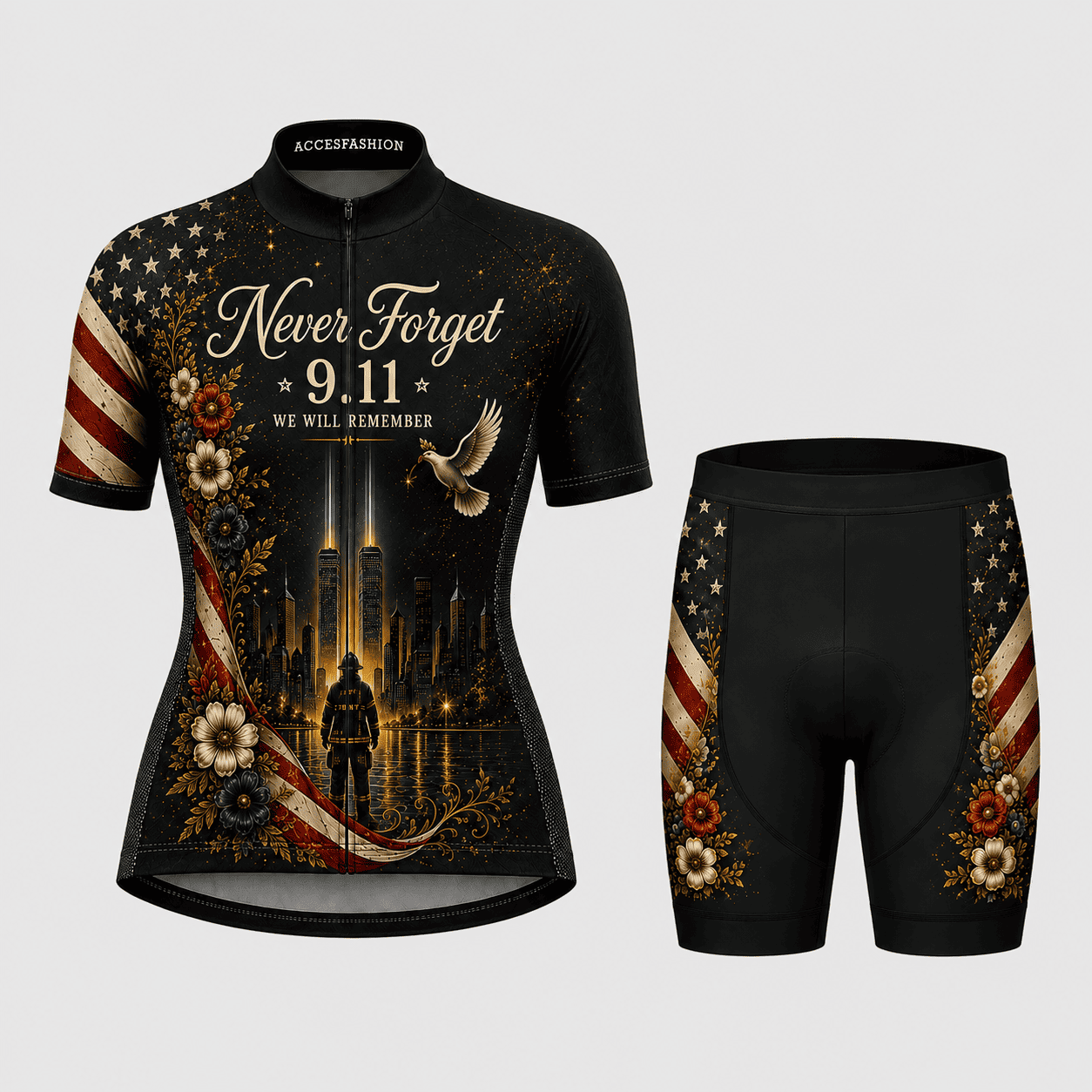 9/11 Never Forget 343 Memorial Cycling Kit – Firefighter Tribute