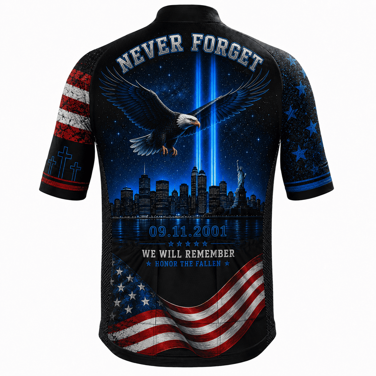 9/11 Never Forget Memorial Eagle Cycling Jersey Kit – Patriotic USA