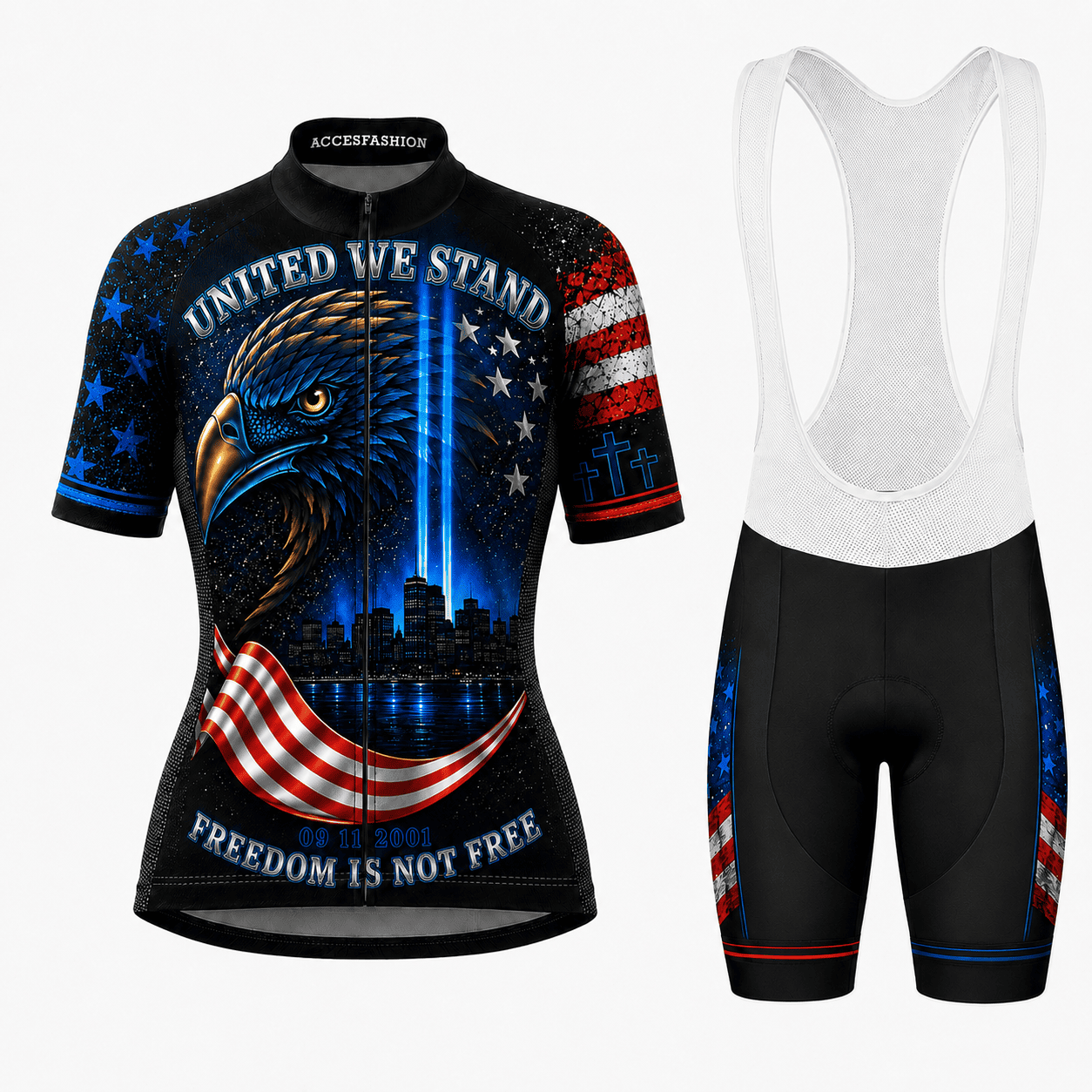 9/11 Never Forget Memorial Eagle Cycling Jersey Kit – Patriotic USA