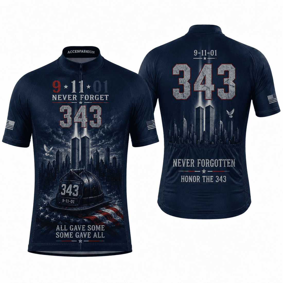9/11 Never Forgotten 343 memorial cycling jersey kit