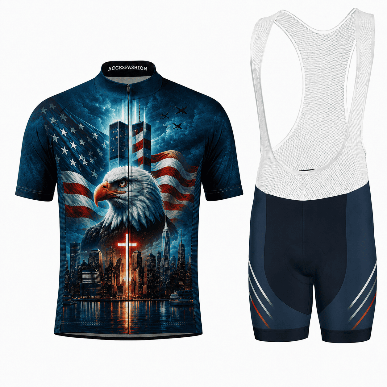 9/11 We Will Never Forget Bald Eagle Twin Towers Patriot Day Cycling Jersey & Kit