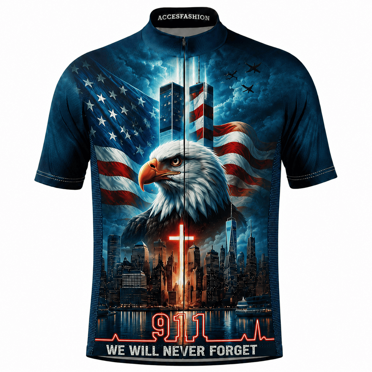 9/11 We Will Never Forget Bald Eagle Twin Towers Patriot Day Cycling Jersey & Kit