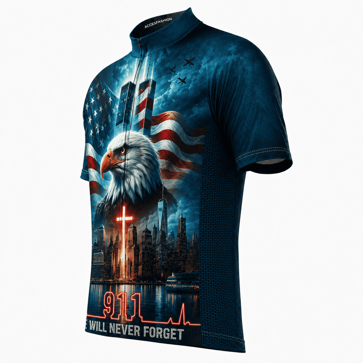 9/11 We Will Never Forget Bald Eagle Twin Towers Patriot Day Cycling Jersey & Kit