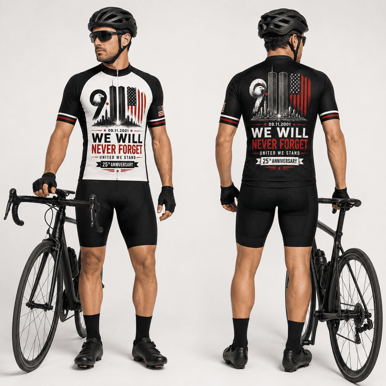 9/11 25th Anniversary We Will Never Forget Cycling Jersey Kit
