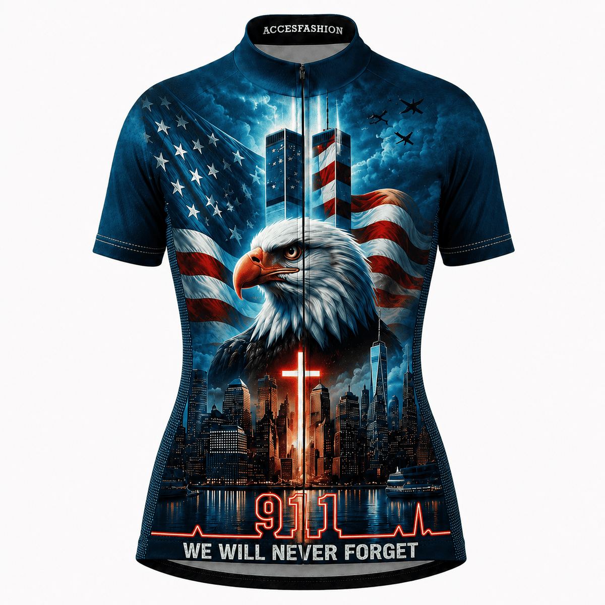 9/11 We Will Never Forget Bald Eagle Twin Towers Patriot Day Cycling Jersey & Kit