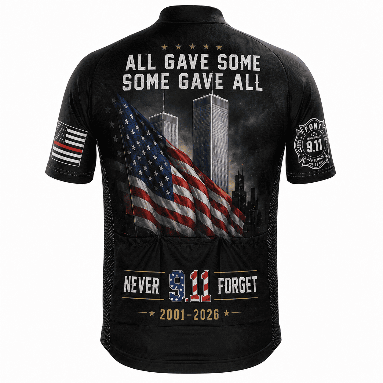All Gave Some Some Gave All 9/11 343 Firefighter cycling jersey - back view