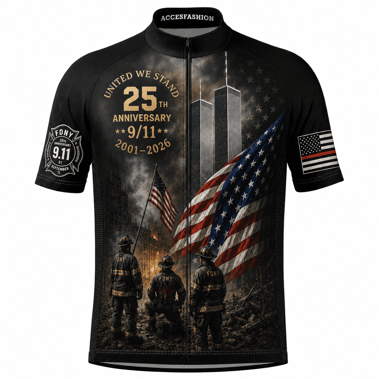 All Gave Some Some Gave All 9/11 343 Firefighter cycling jersey - front view