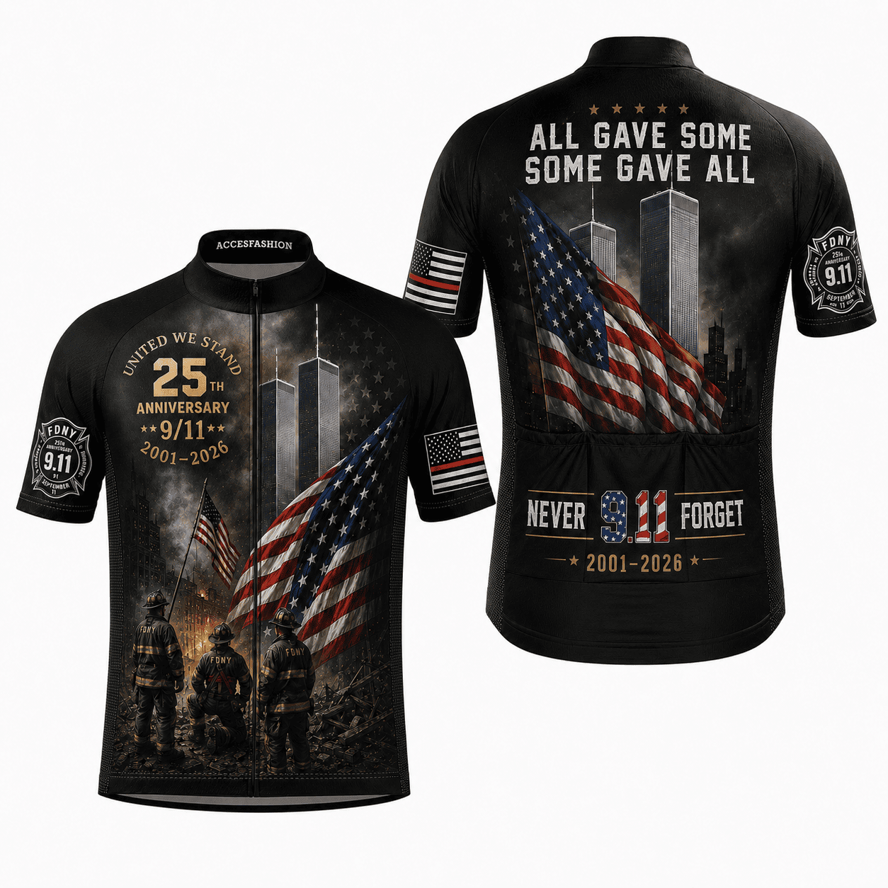 All Gave Some Some Gave All 9/11 343 Firefighter 25th Anniversary Patriot Day cycling jersey kit