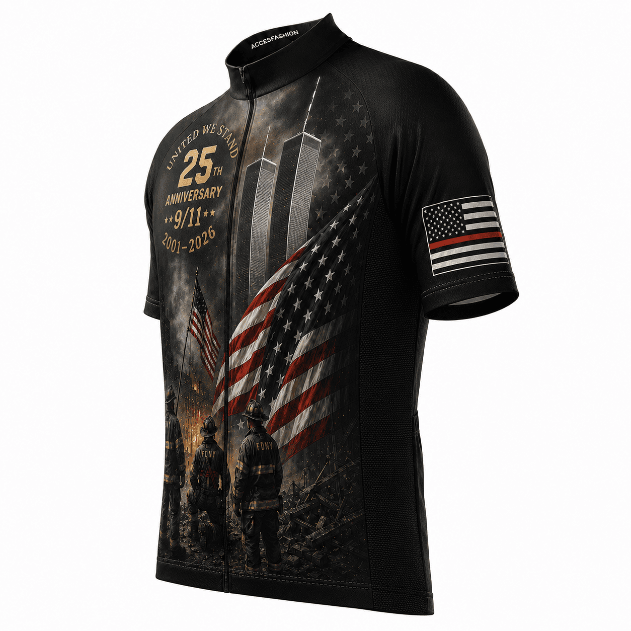 Men's All Gave Some Some Gave All 911 Never Forget 343 Firefighter 25 Year Anniversary Patriot Day Cycling Kit