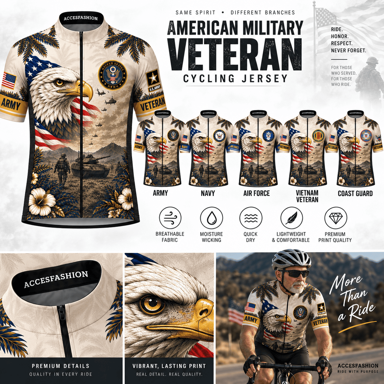 Men's American Eagle Veteran Cycling Kit, Gifts For US Veterans