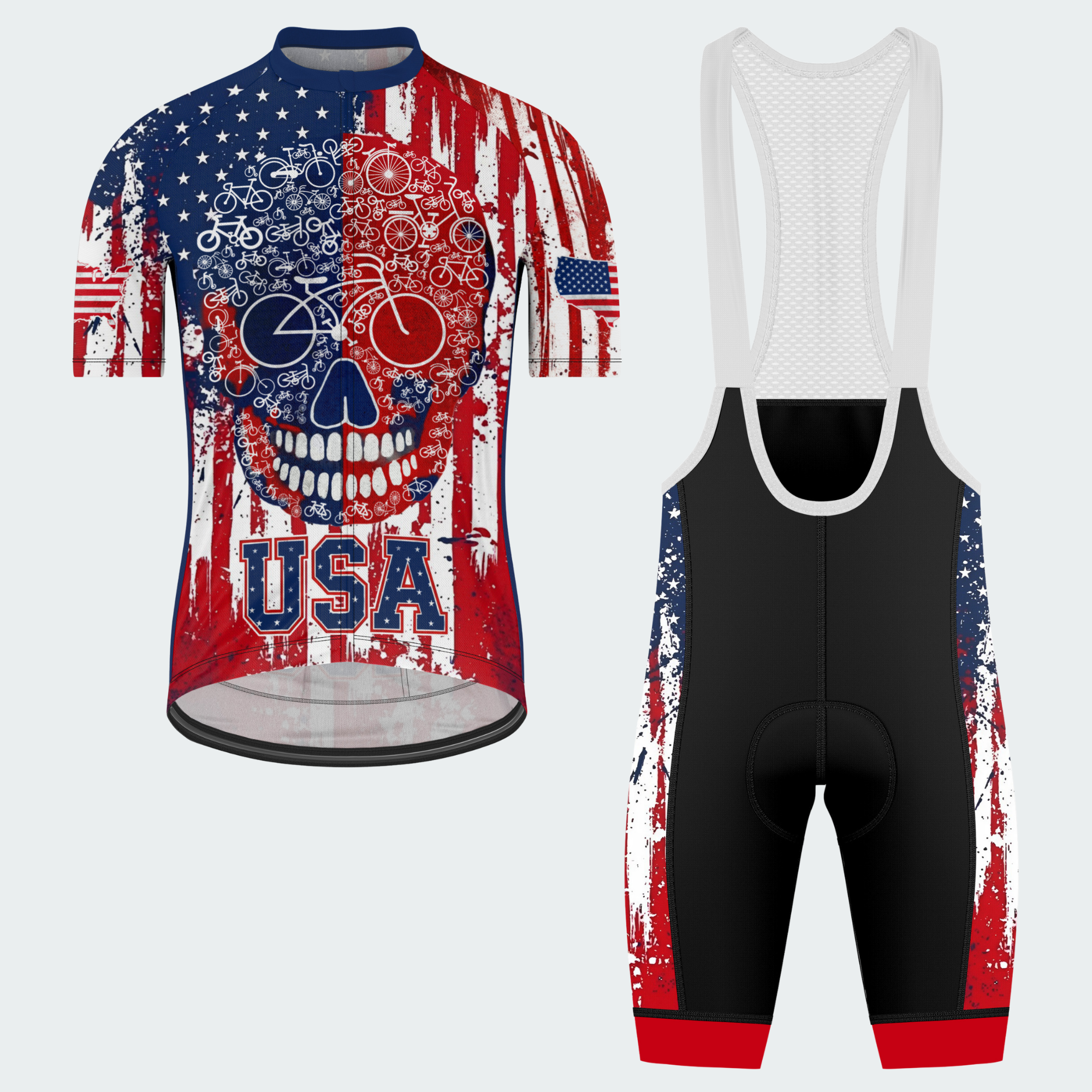 Men’s American Pride USA Bike Skull Identity Regular Fit Cycling Kit