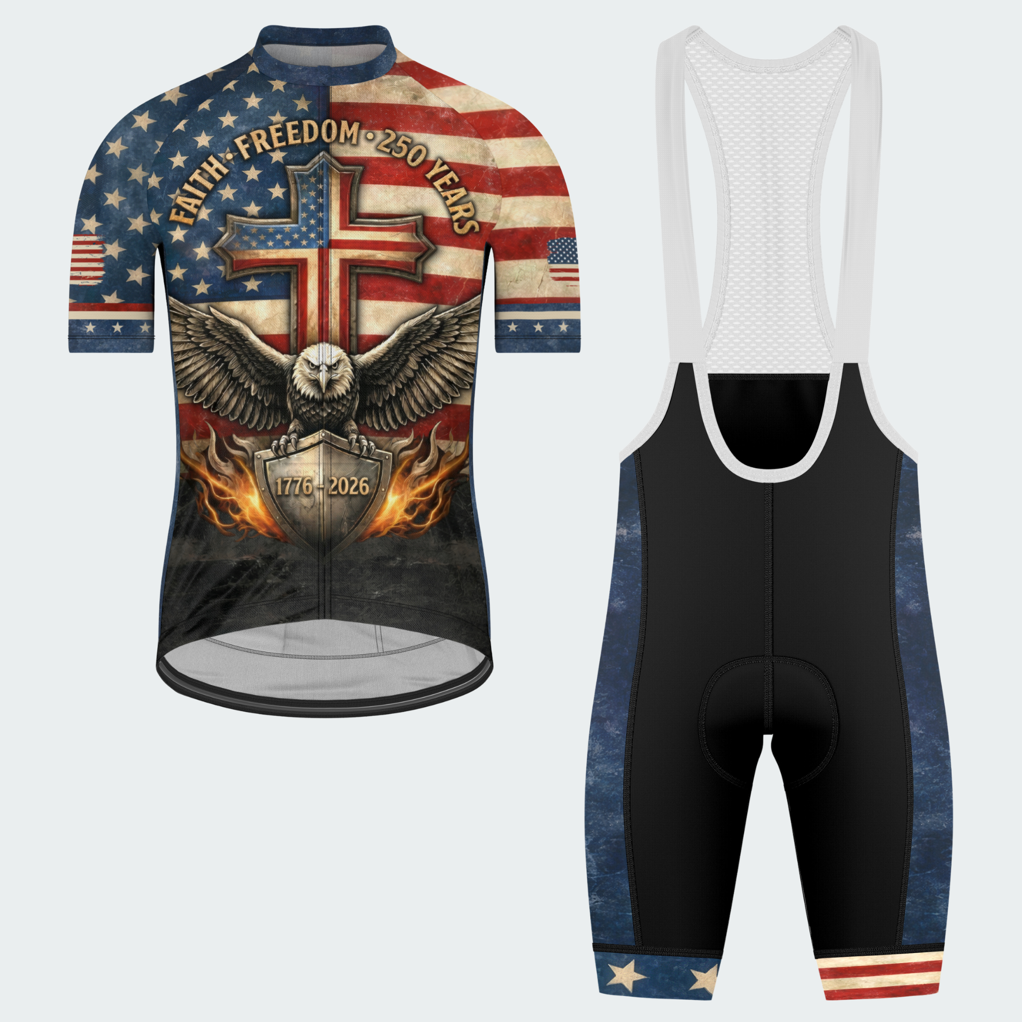 Men’s American Pride Faith Freedom 250 Years Regular Fit Cycling Kit