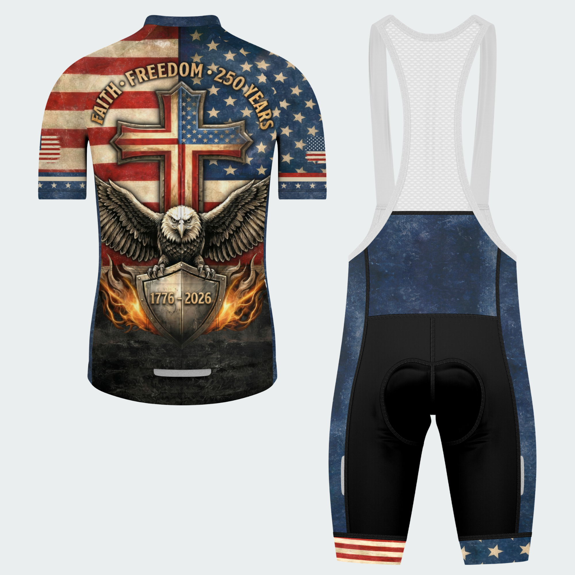 Men’s American Pride Faith Freedom 250 Years Regular Fit Cycling Kit