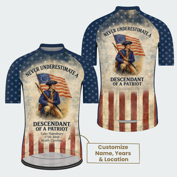 Men’s American Pride Descendant of a Patriot Heritage Regular Fit Custom Cycling Jersey & Kit