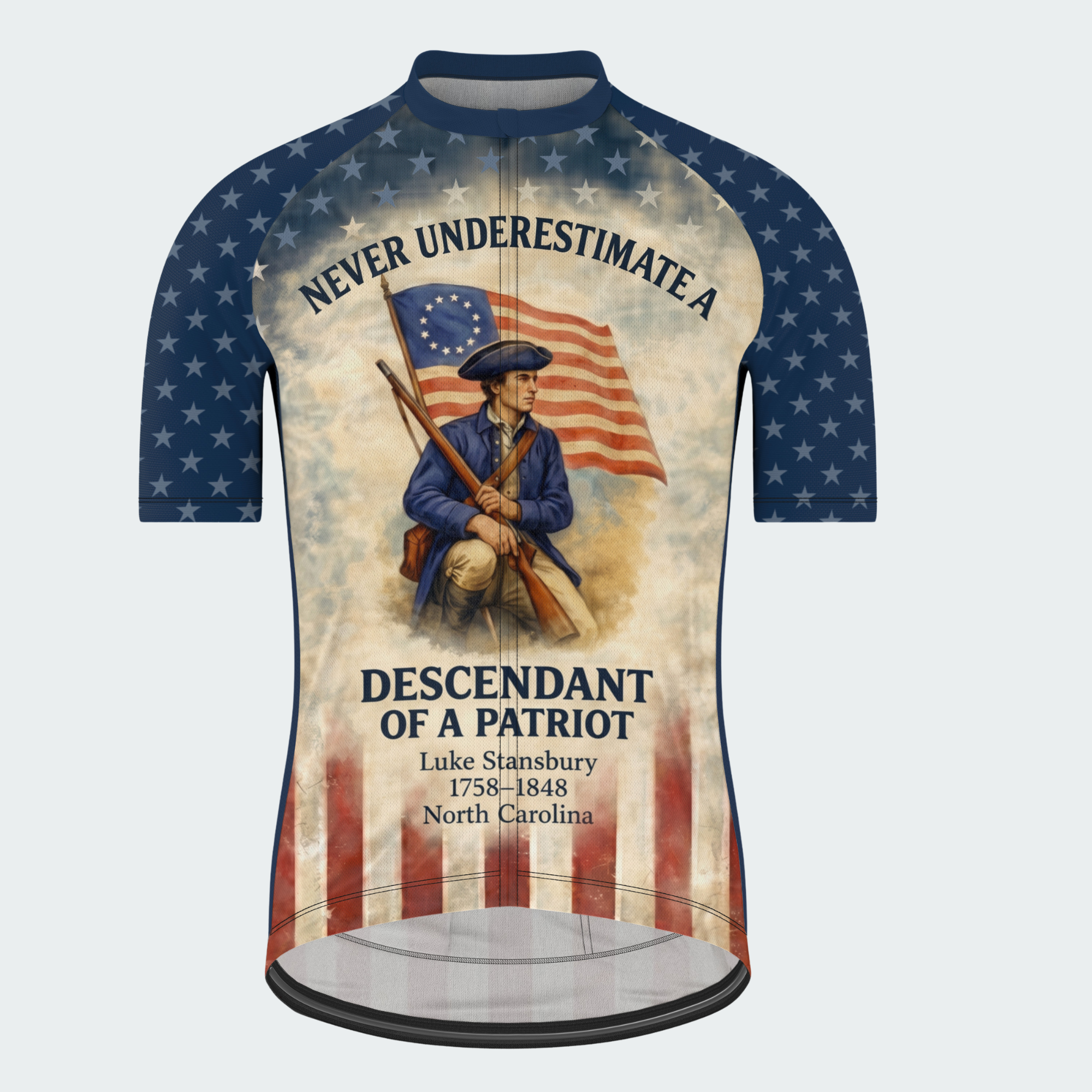 Men’s American Pride Descendant of a Patriot Heritage Regular Fit Custom Cycling Jersey & Kit