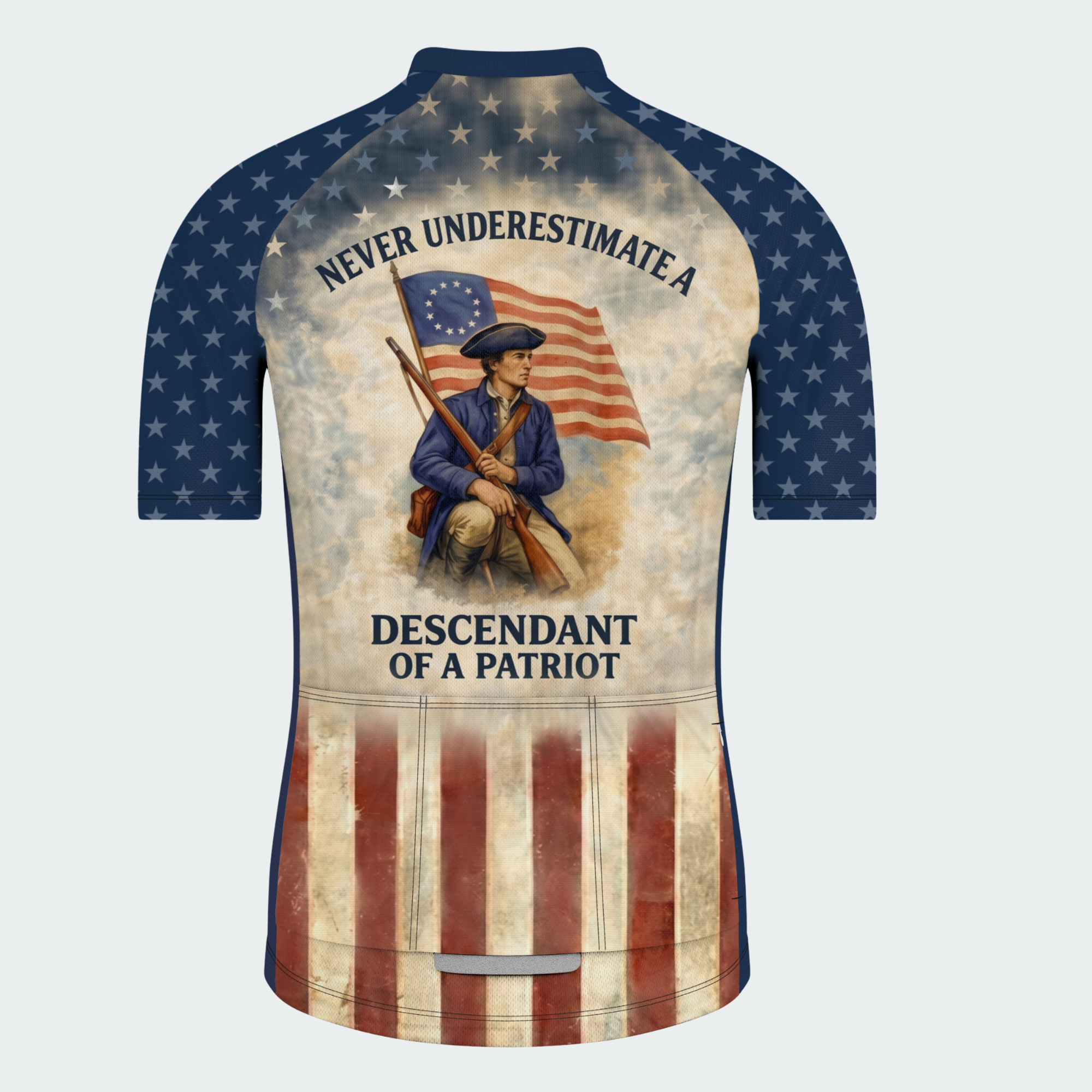 Men’s American Pride Descendant of a Patriot Heritage Regular Fit Custom Cycling Jersey & Kit