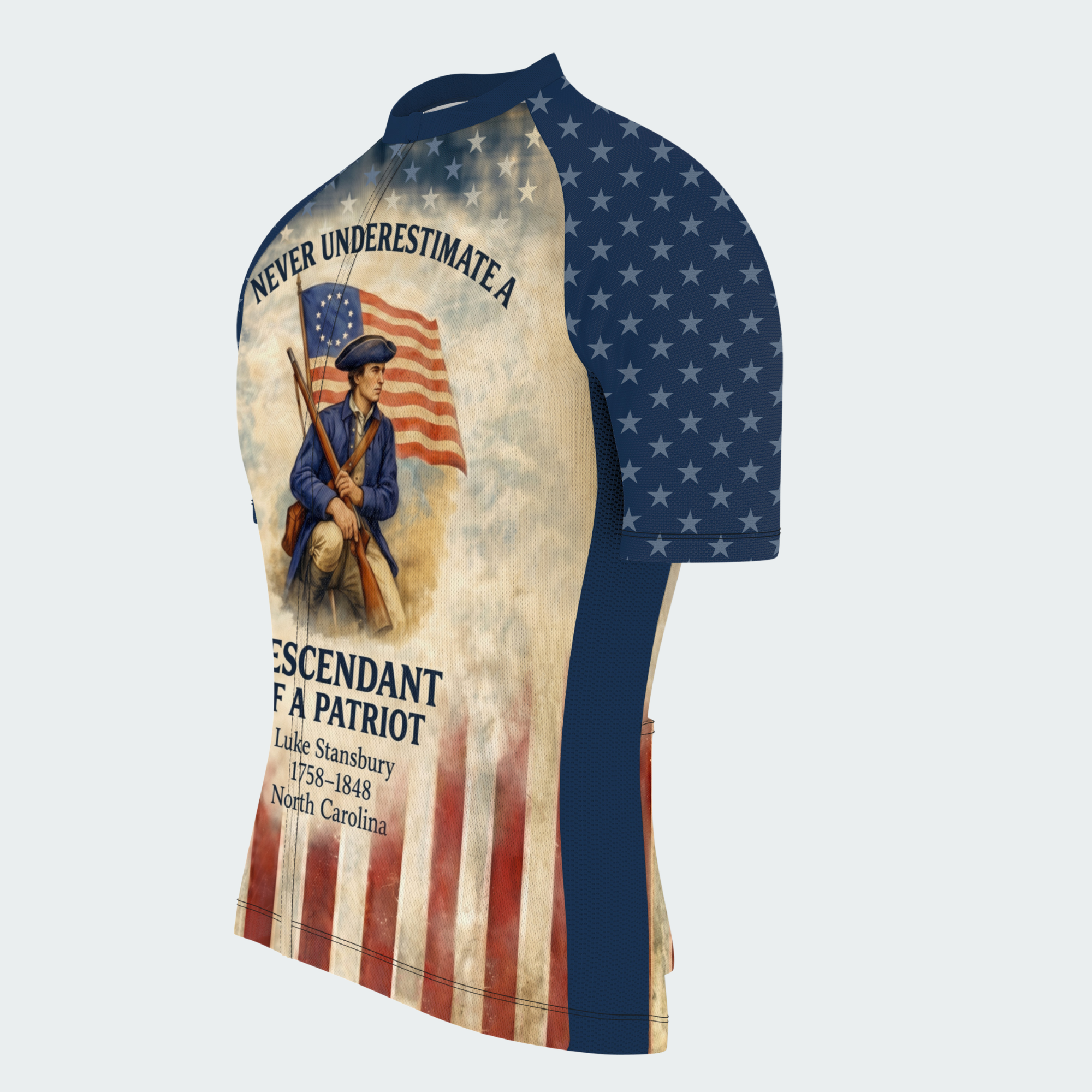 Men’s American Pride Descendant of a Patriot Heritage Regular Fit Custom Cycling Jersey & Kit