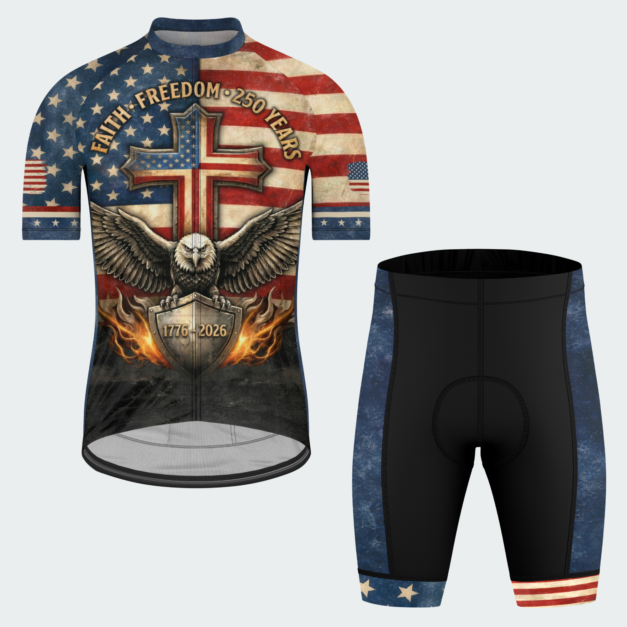 Men’s American Pride Faith Freedom 250 Years Regular Fit Cycling Kit