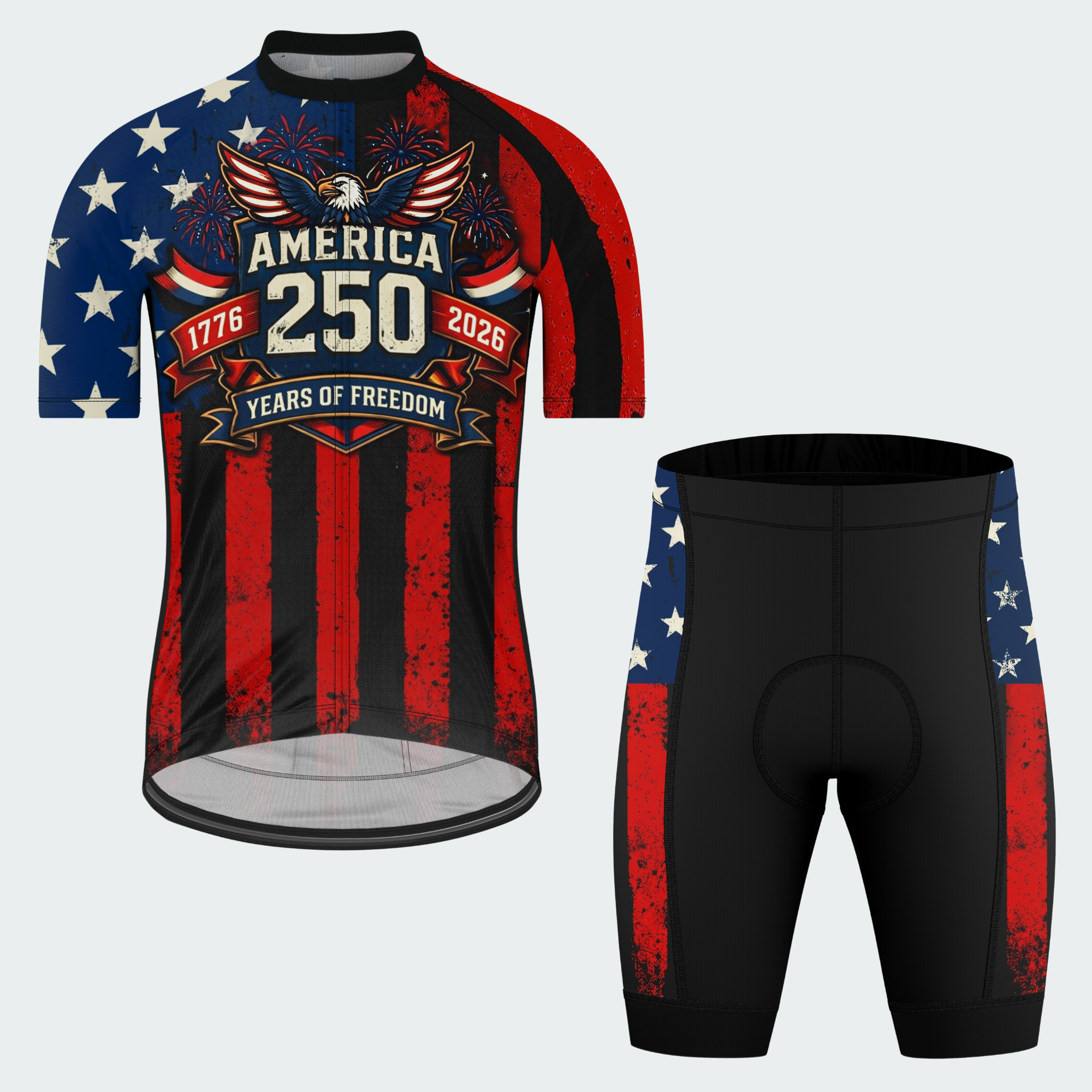 Men’s American Pride USA 250 Freedom Eagle Fireworks Regular Fit Cycling Kit