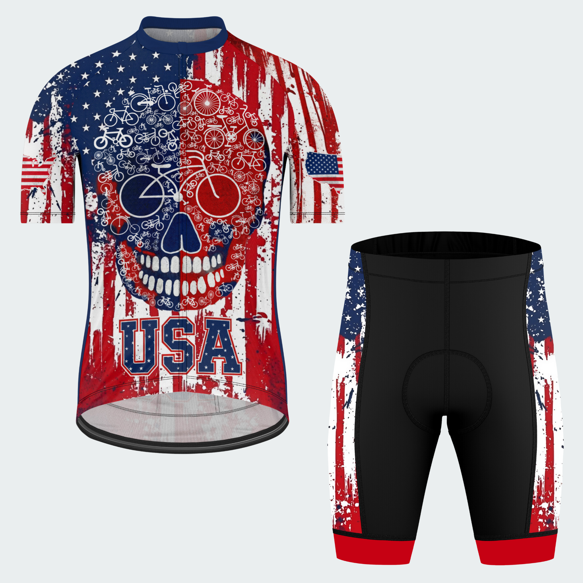 Men’s American Pride USA Bike Skull Identity Regular Fit Cycling Kit