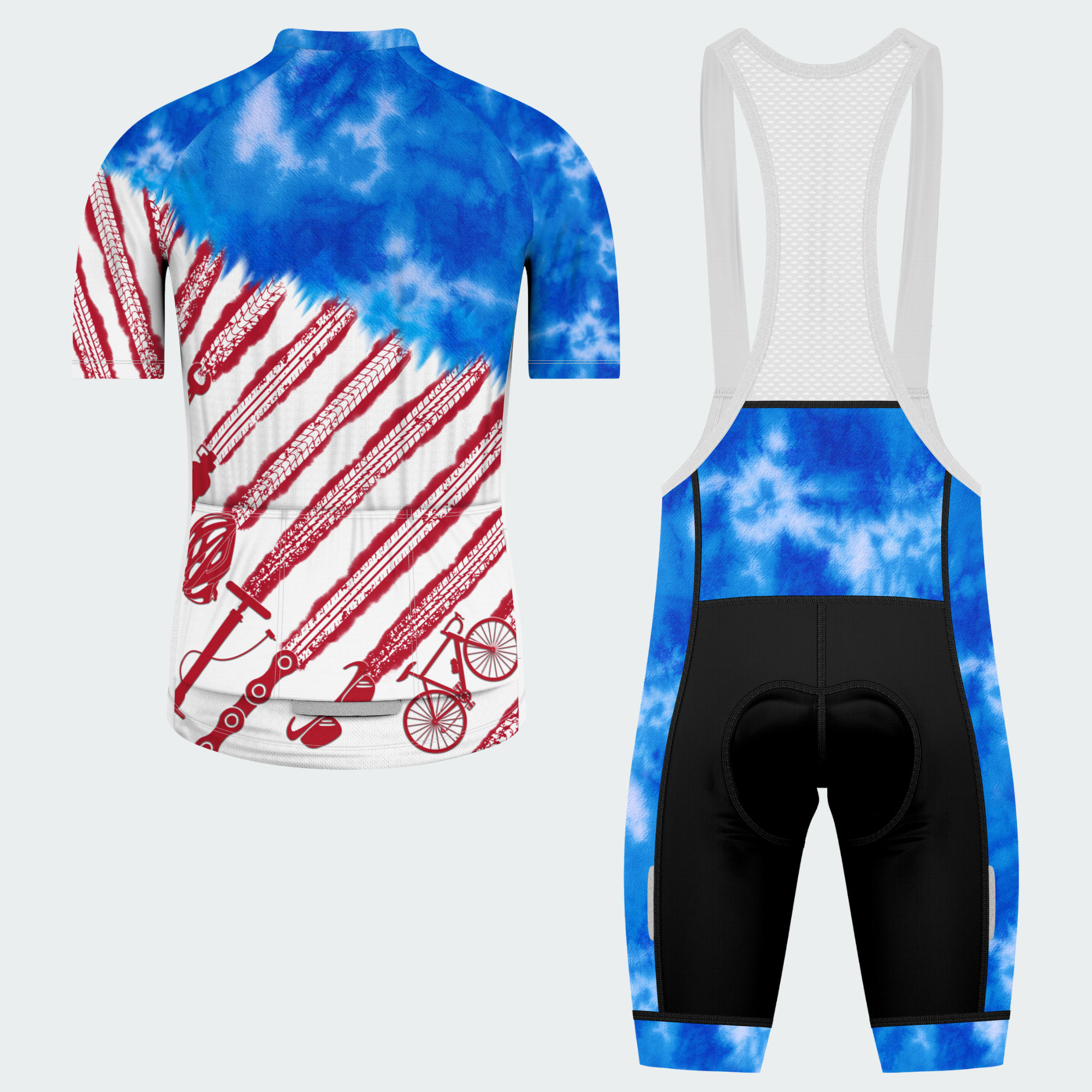 Men's American Pride Tie Dye Patriotic American Flag Regular Fit Cycling Kit