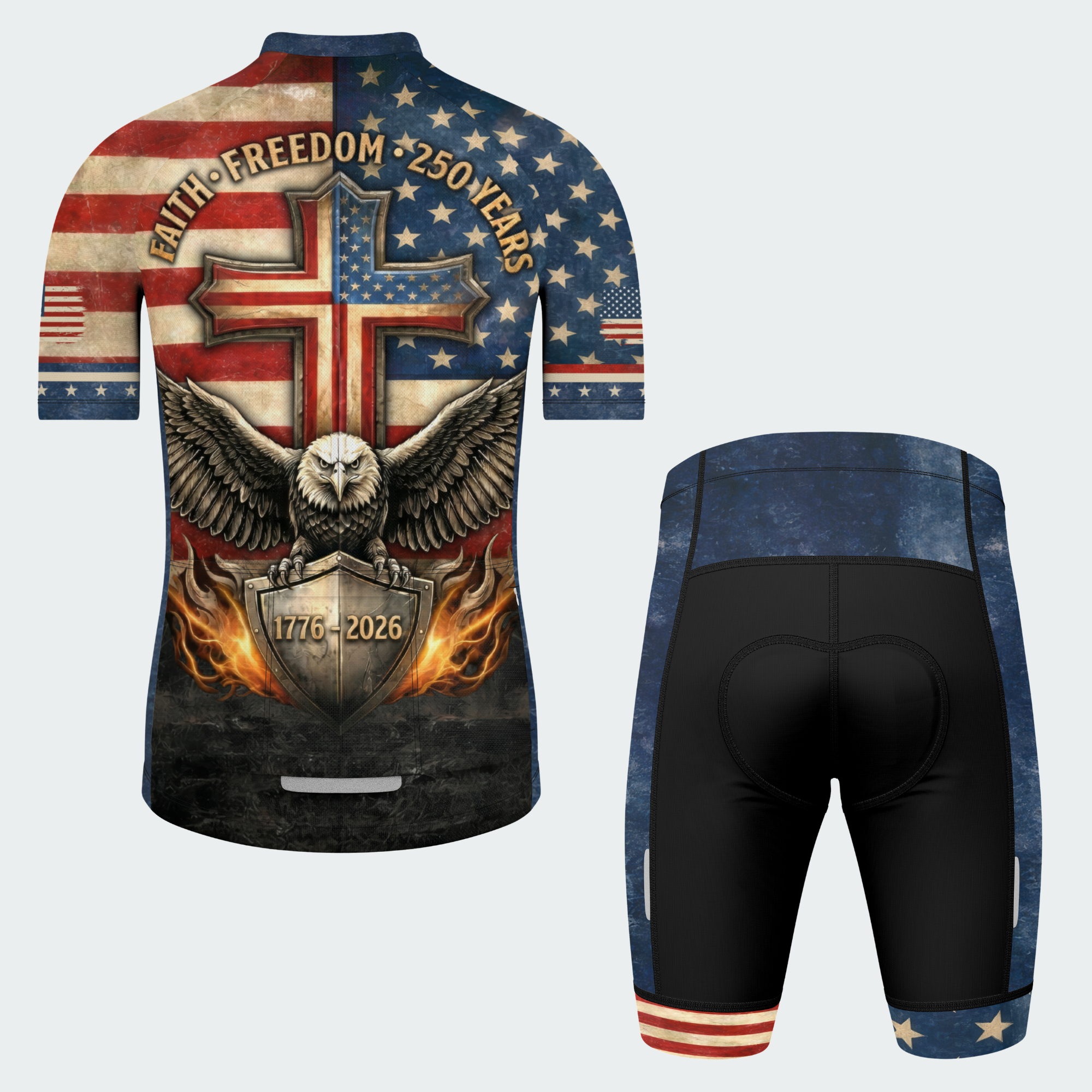 Men’s American Pride Faith Freedom 250 Years Regular Fit Cycling Kit