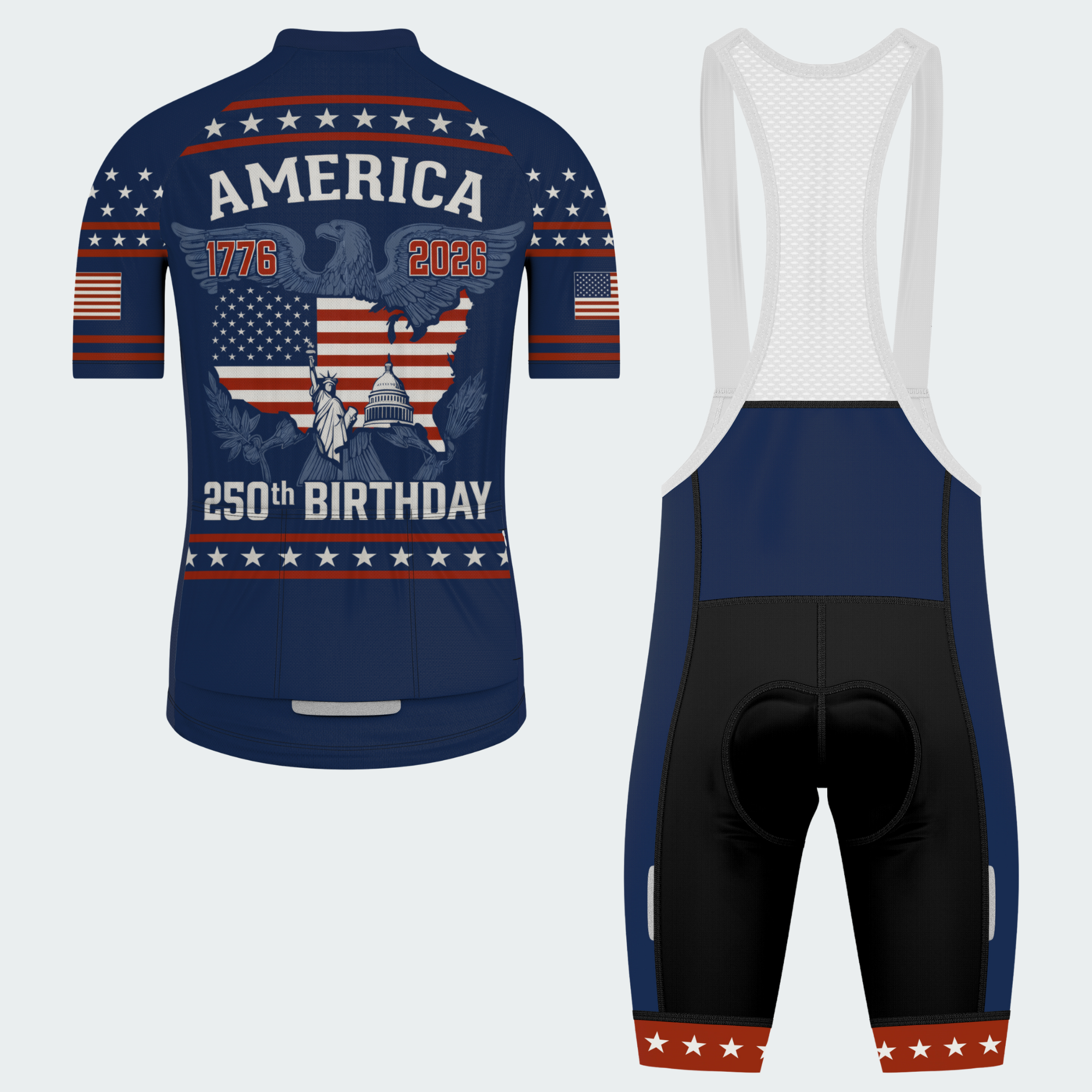 Men’s American Pride America 250th Birthday USA Map Cycling Kit Regular Fit