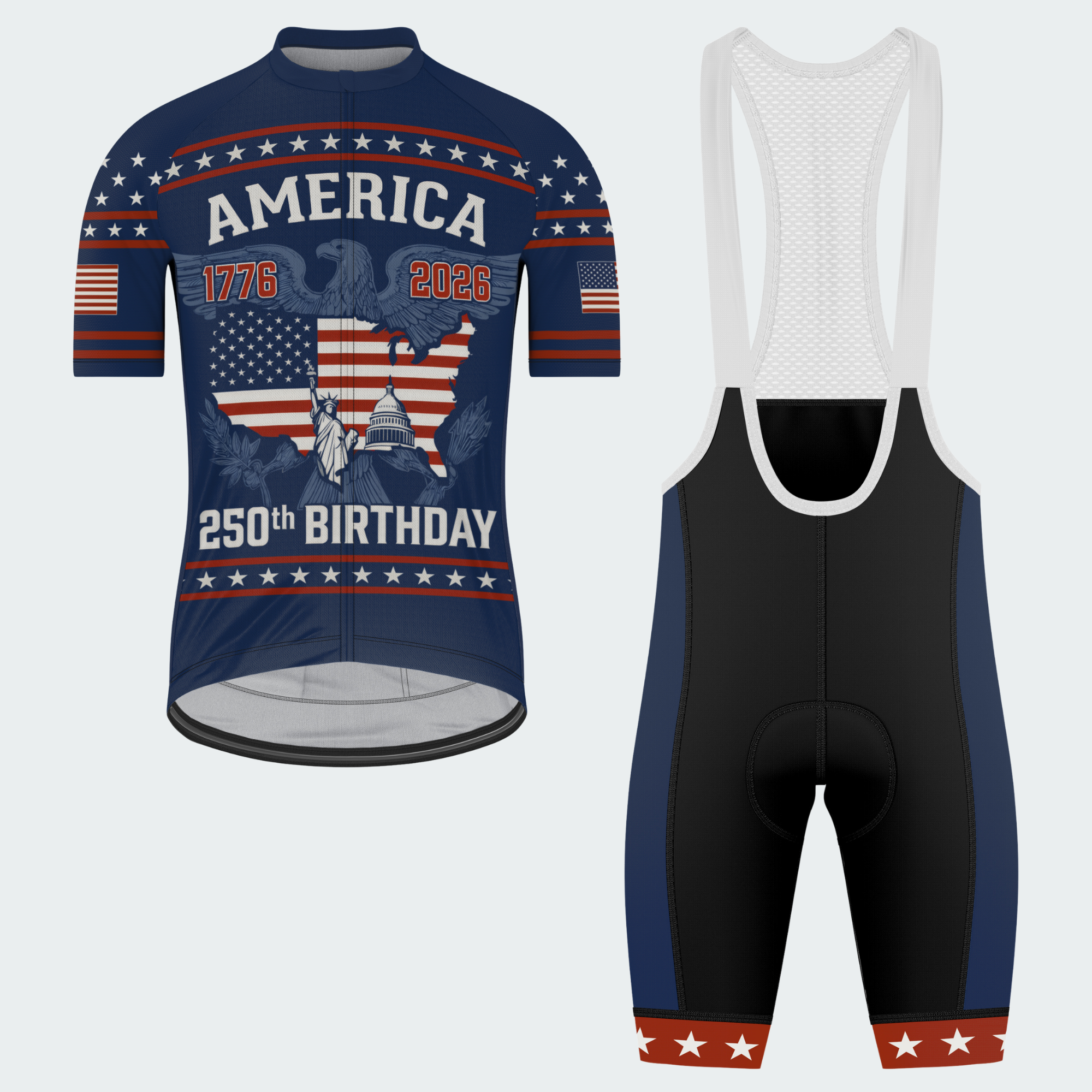 Men’s American Pride America 250th Birthday USA Map Cycling Kit Regular Fit