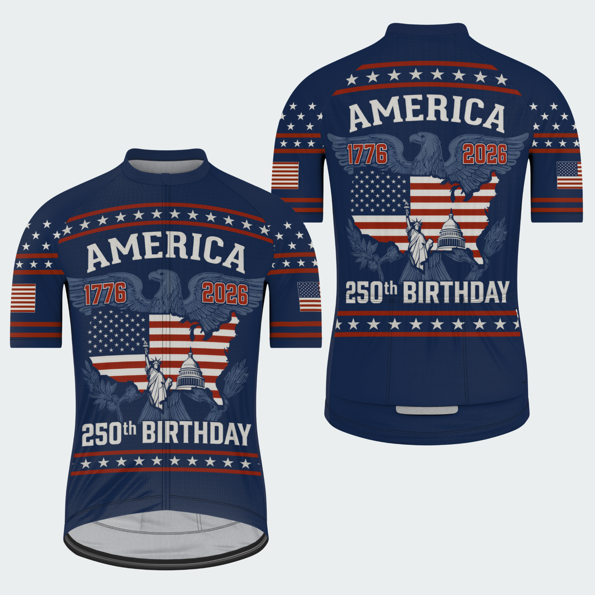 Men’s American Pride America 250th Birthday USA Map Cycling Kit Regular Fit
